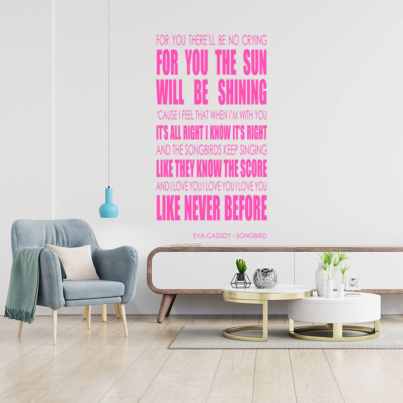 Eva Cassidy Wall Art Sticker - Songbird Lyrics Music Quote