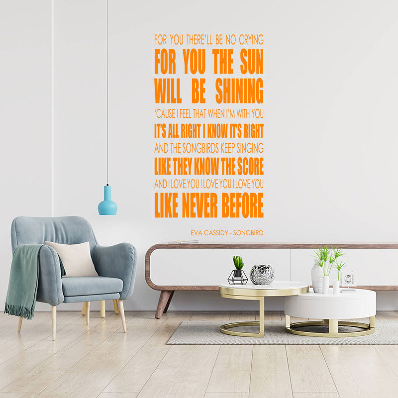 Eva Cassidy Wall Art Sticker - Songbird Lyrics Music Quote