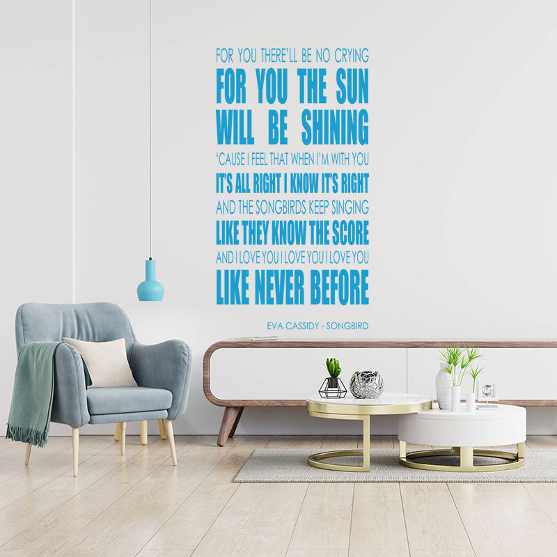 Eva Cassidy Wall Art Sticker - Songbird Lyrics Music Quote