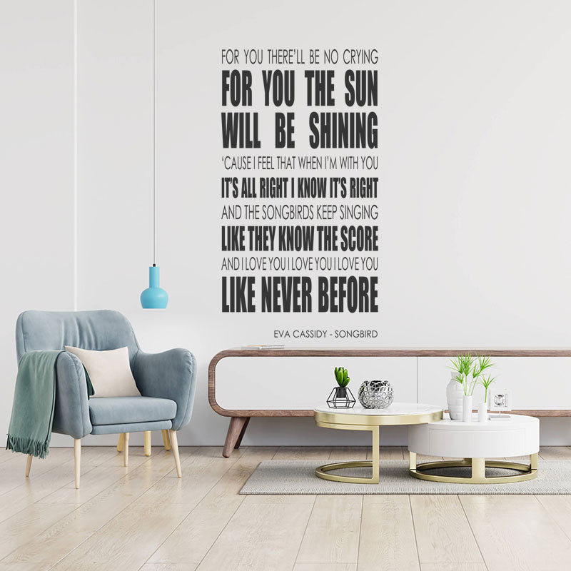 Eva Cassidy Wall Art Sticker - Songbird Lyrics Music Quote
