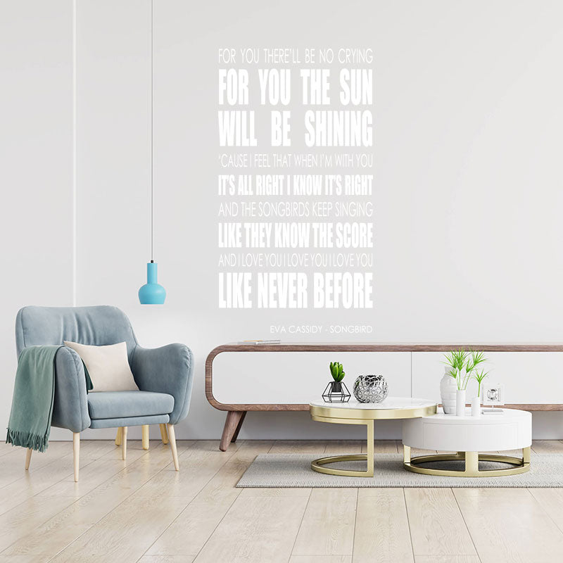Eva Cassidy Wall Art Sticker - Songbird Lyrics Music Quote