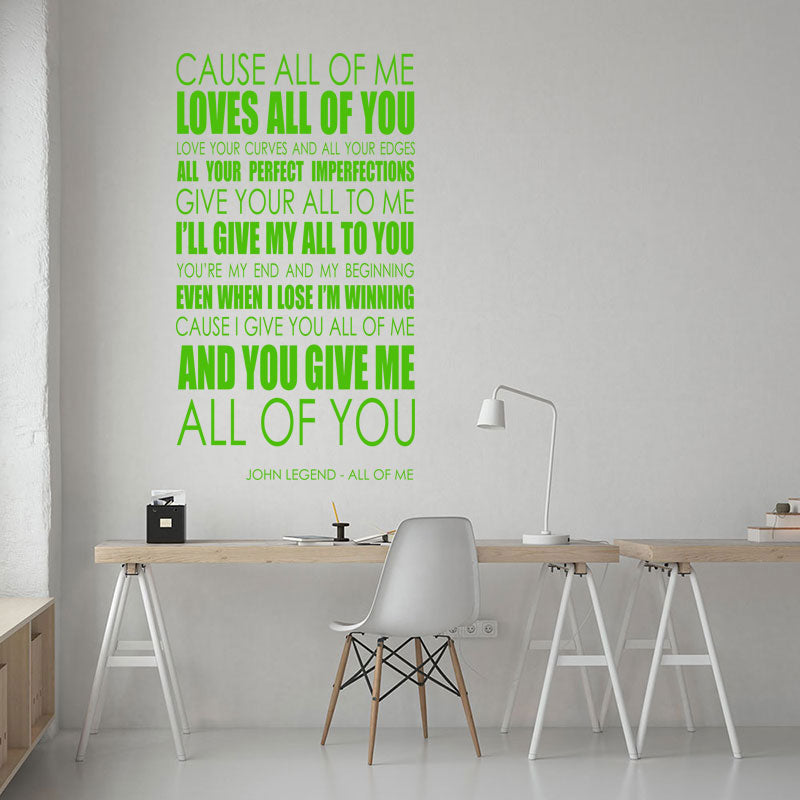 john legend wall art sticker all of me music quo