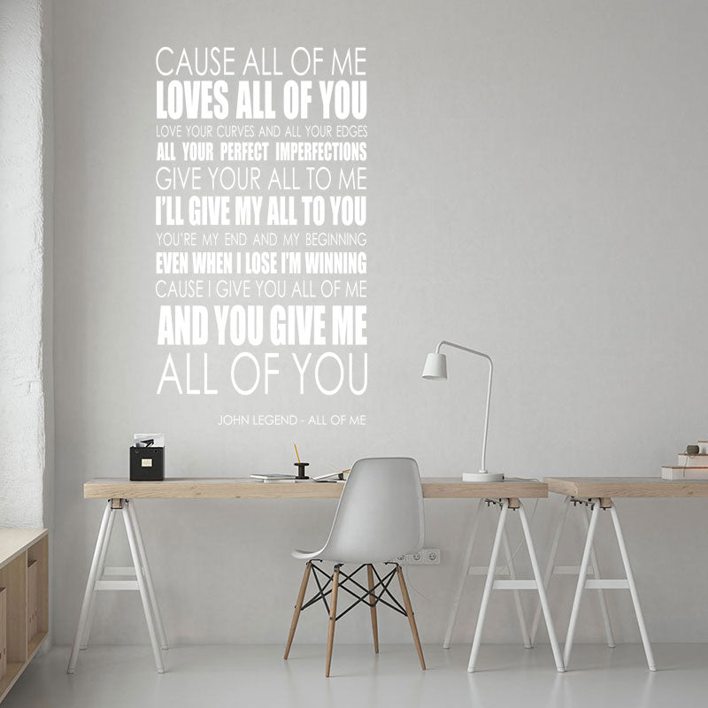 john legend wall art sticker all of me music quo