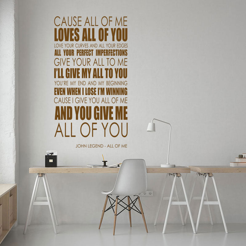 john legend wall art sticker all of me music quo