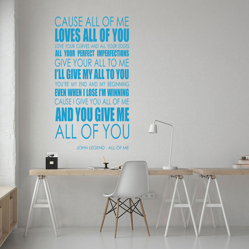 john legend wall art sticker all of me music quo