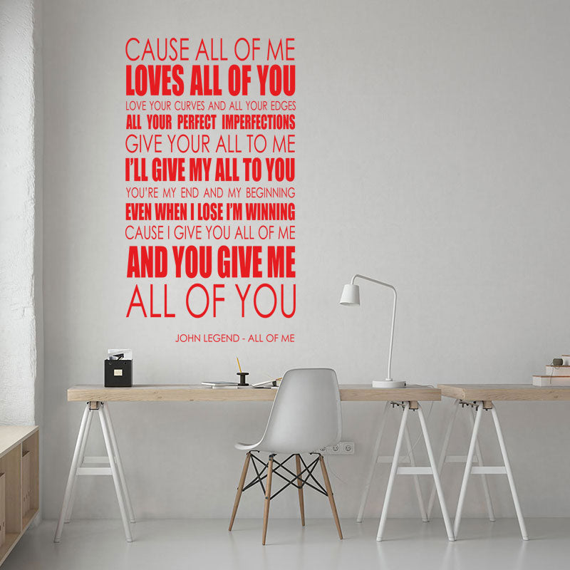 john legend wall art sticker all of me music quo