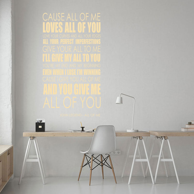 john legend wall art sticker all of me music quo