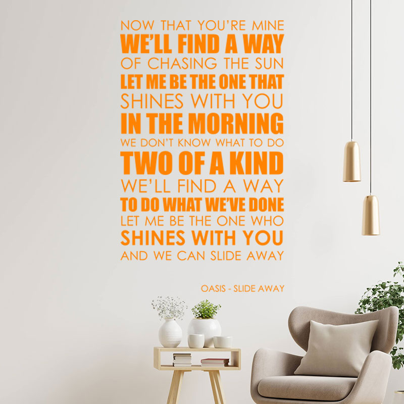oasis wall art sticker slide away lyrics music q