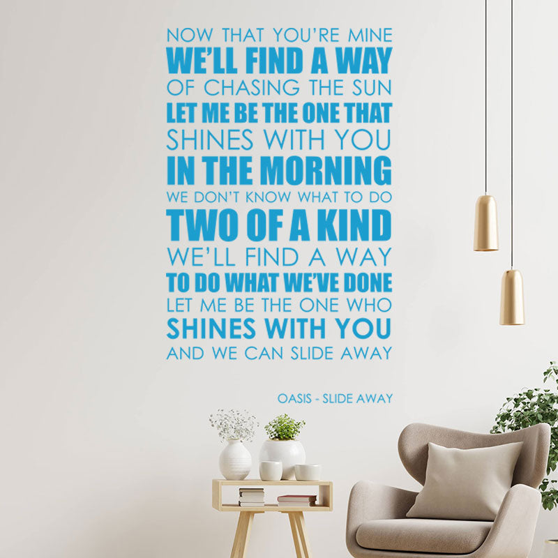 oasis wall art sticker slide away lyrics music q