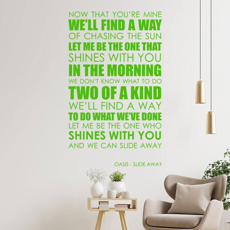 oasis wall art sticker slide away lyrics music q