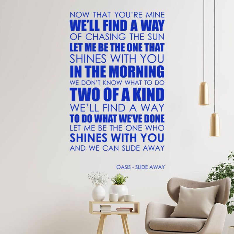 oasis wall art sticker slide away lyrics music q