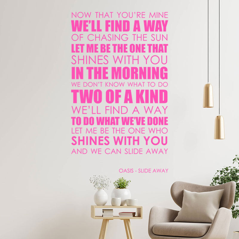 oasis wall art sticker slide away lyrics music q