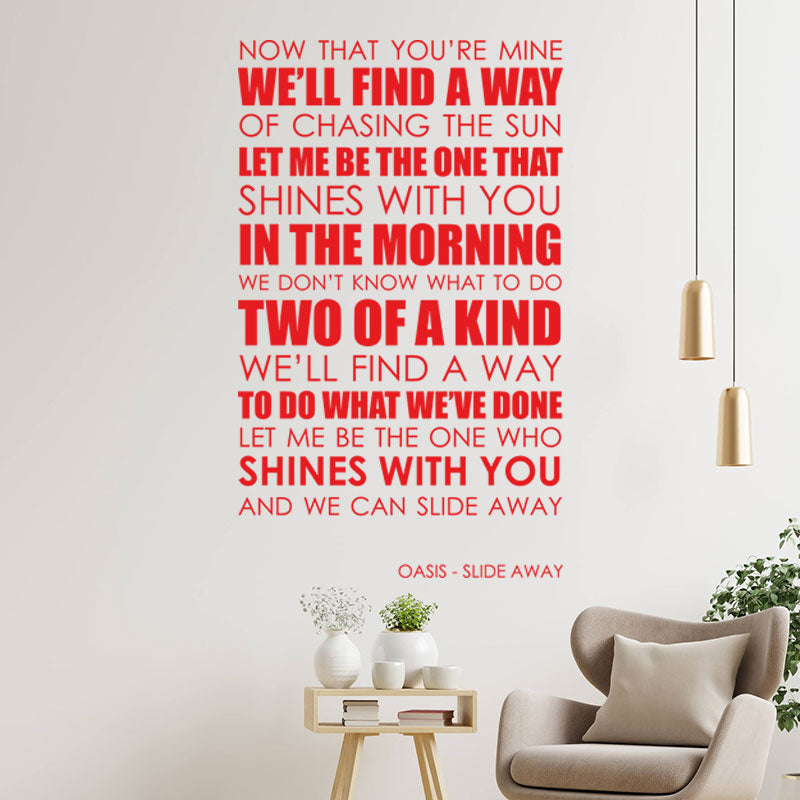 oasis wall art sticker slide away lyrics music q