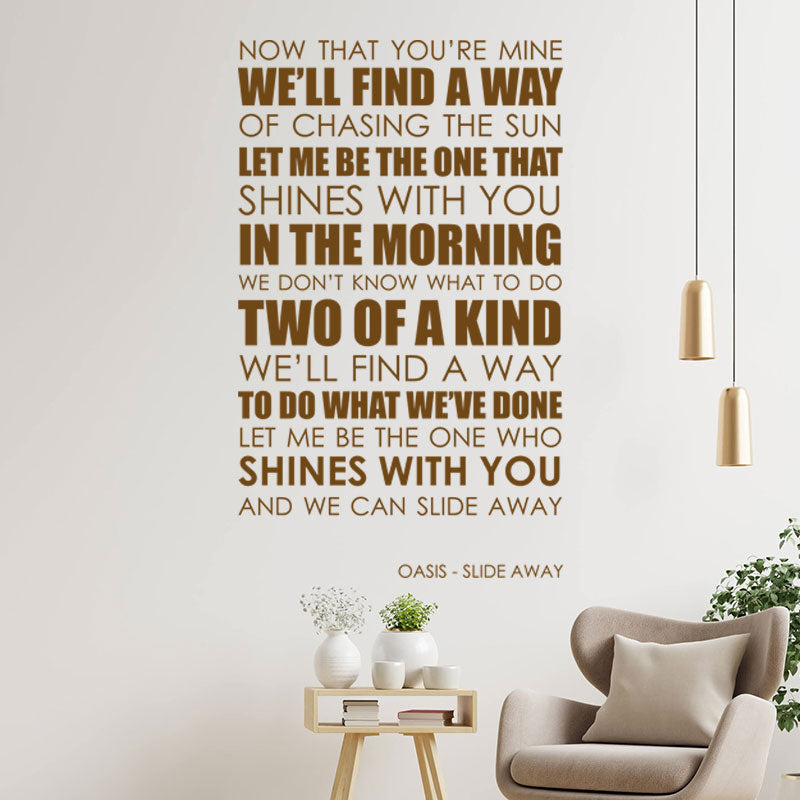 oasis wall art sticker slide away lyrics music q