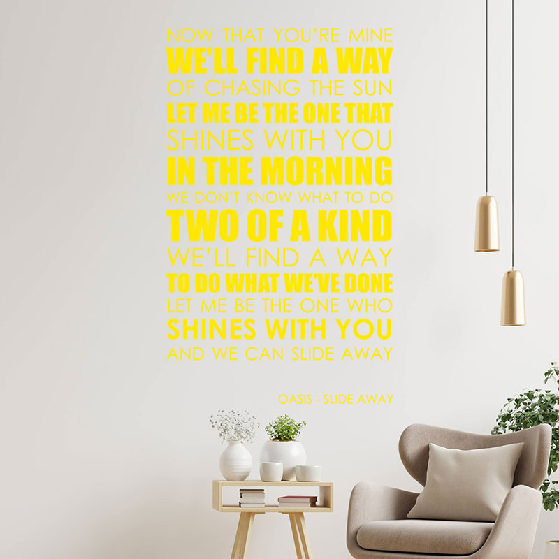oasis wall art sticker slide away lyrics music q