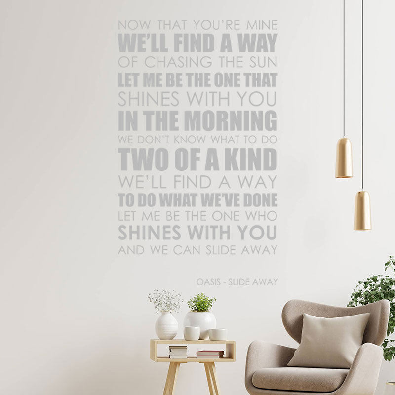 oasis wall art sticker slide away lyrics music q