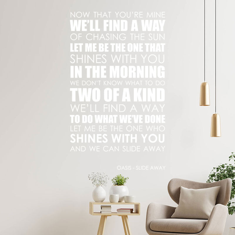 oasis wall art sticker slide away lyrics music q