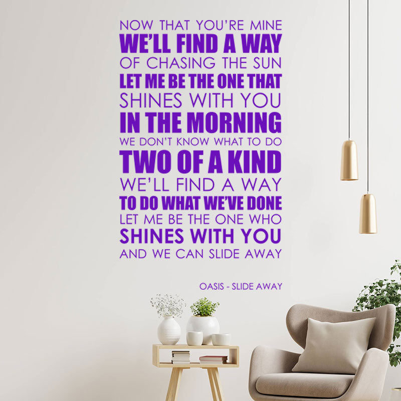 oasis wall art sticker slide away lyrics music q