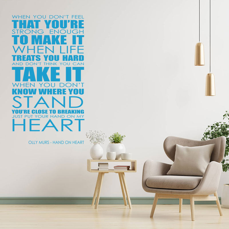 olly murs wall art sticker hand on heart lyrics