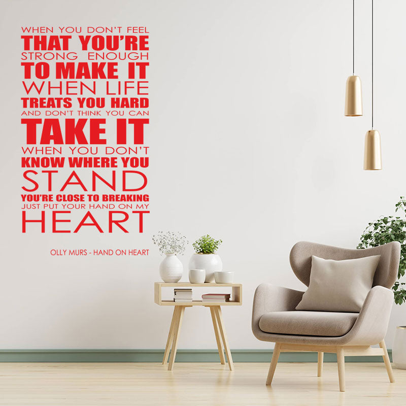 olly murs wall art sticker hand on heart lyrics