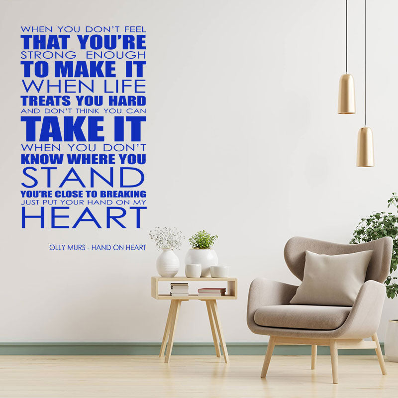 olly murs wall art sticker hand on heart lyrics
