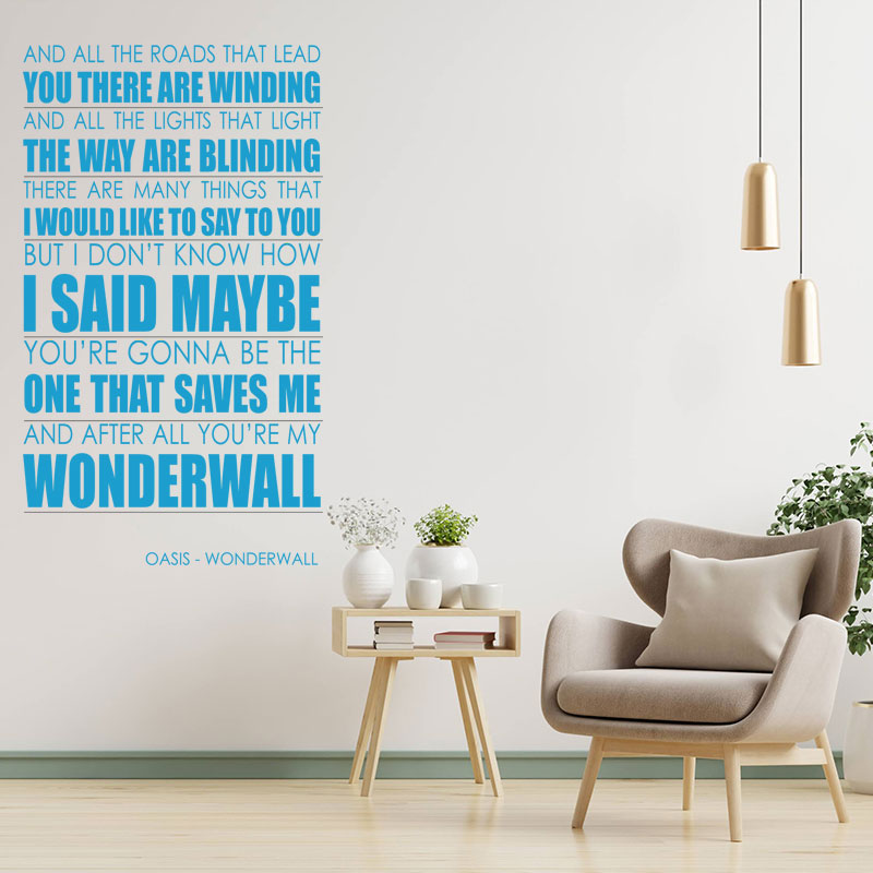 oasis wall art sticker wonderwall lyrics music q