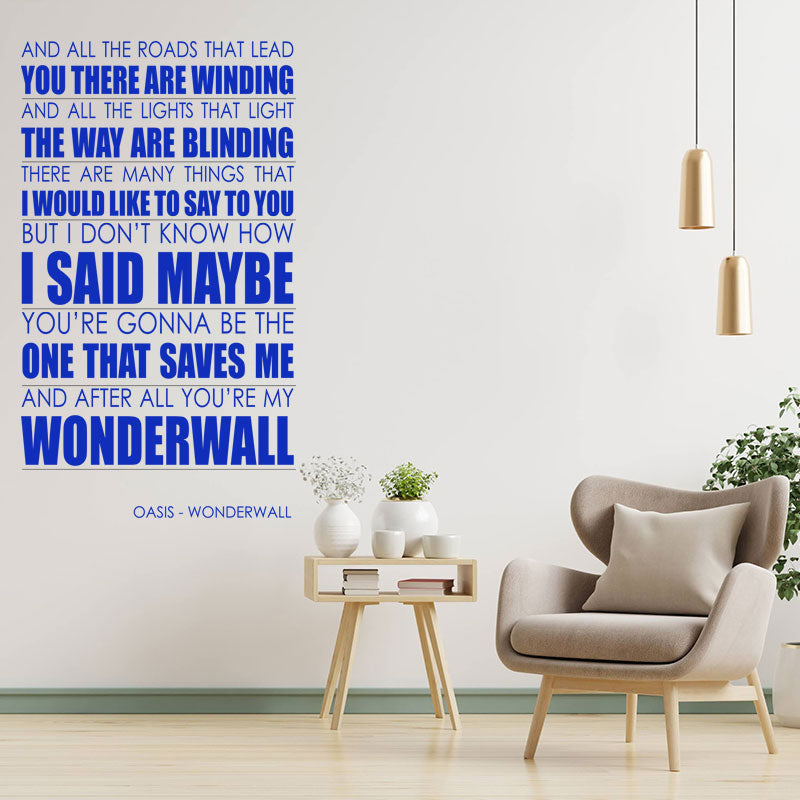 oasis wall art sticker wonderwall lyrics music q