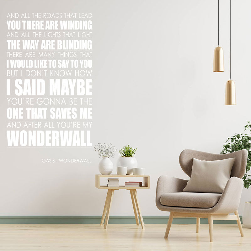 oasis wall art sticker wonderwall lyrics music q