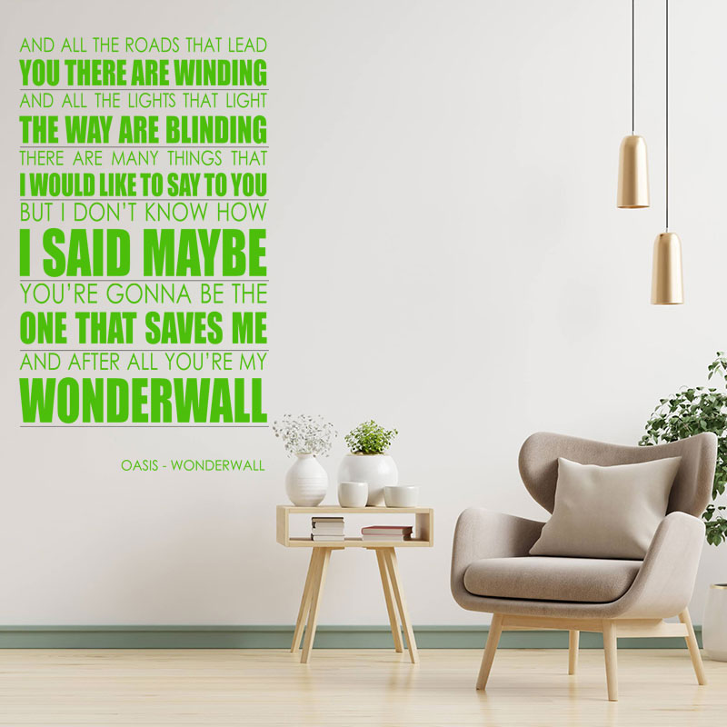 oasis wall art sticker wonderwall lyrics music q