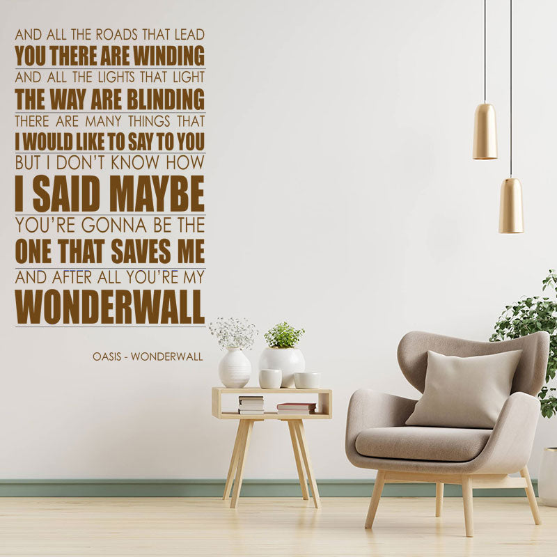 oasis wall art sticker wonderwall lyrics music q