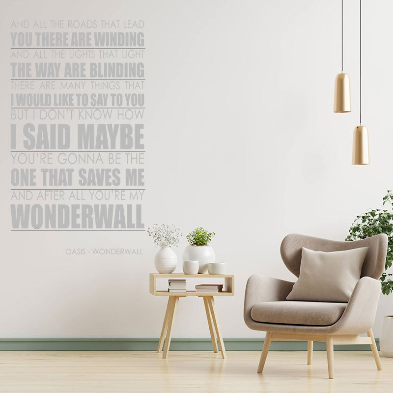 oasis wall art sticker wonderwall lyrics music q