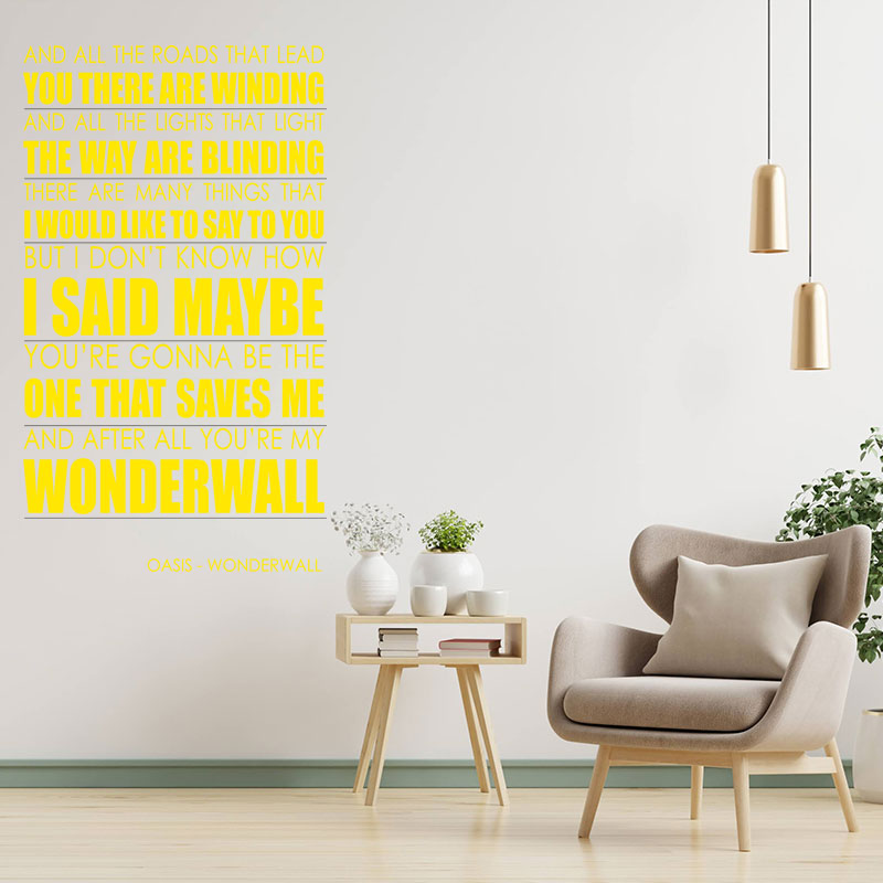 oasis wall art sticker wonderwall lyrics music q
