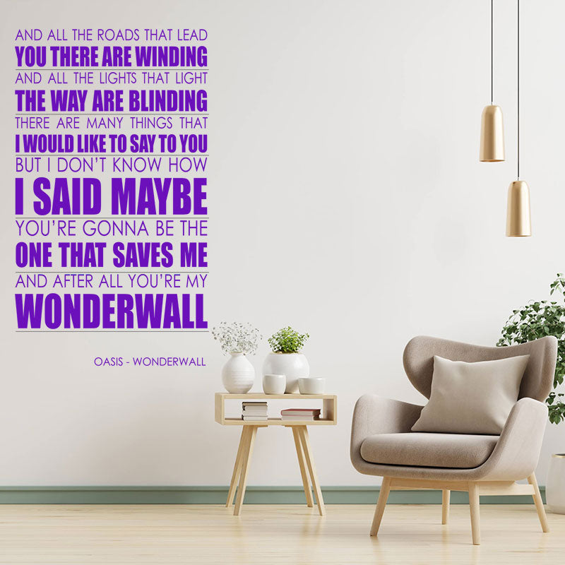oasis wall art sticker wonderwall lyrics music q