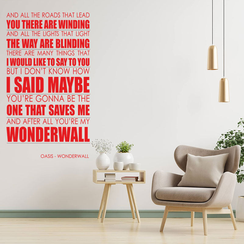 oasis wall art sticker wonderwall lyrics music q