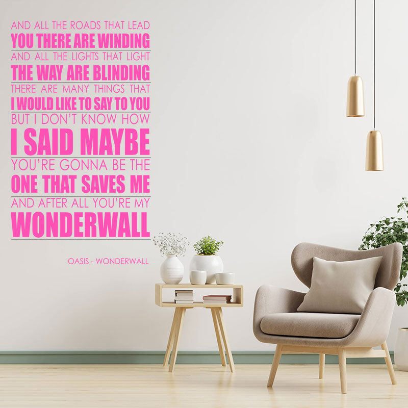 oasis wall art sticker wonderwall lyrics music q
