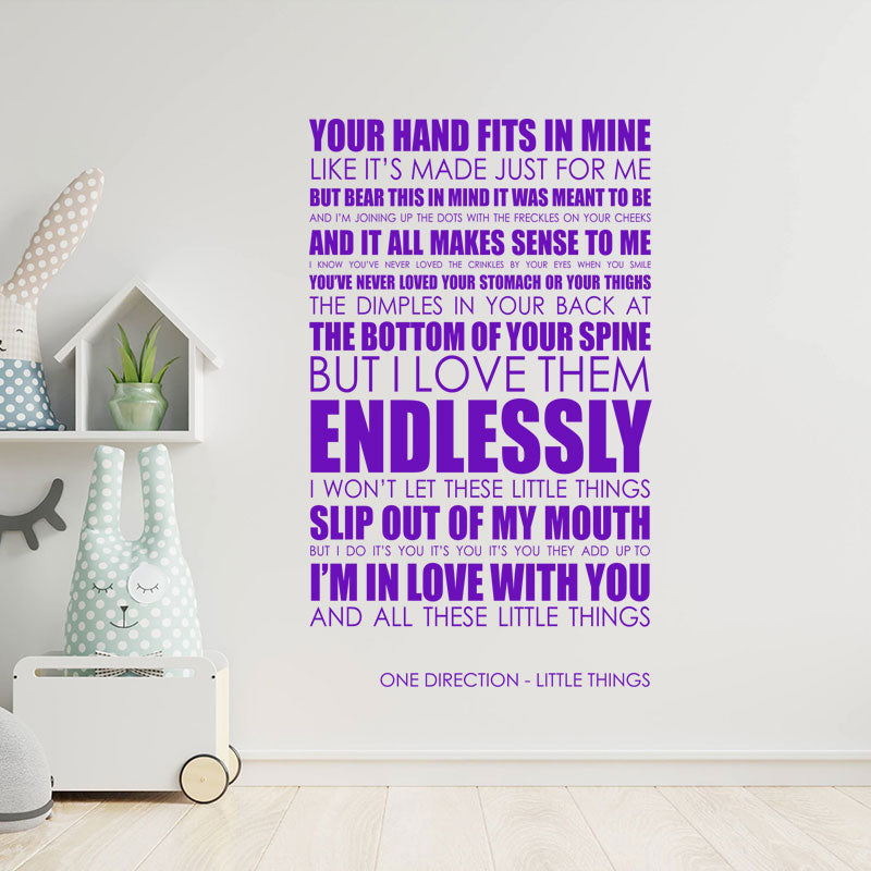 One Direction Wall Art Sticker - Little Things Lyrics Music Quote