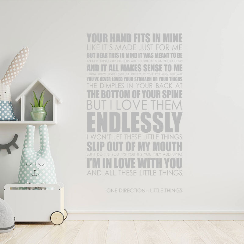 One Direction Wall Art Sticker - Little Things Lyrics Music Quote