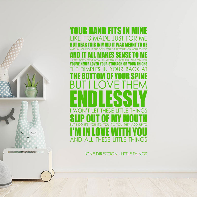 One Direction Wall Art Sticker - Little Things Lyrics Music Quote