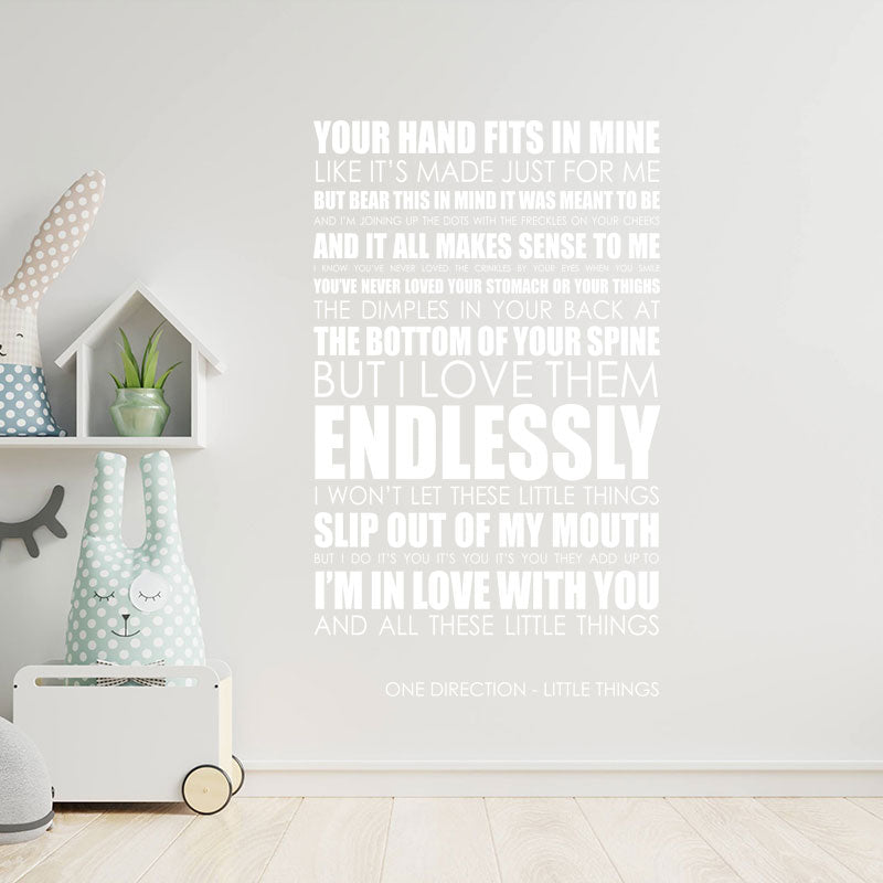 One Direction Wall Art Sticker - Little Things Lyrics Music Quote