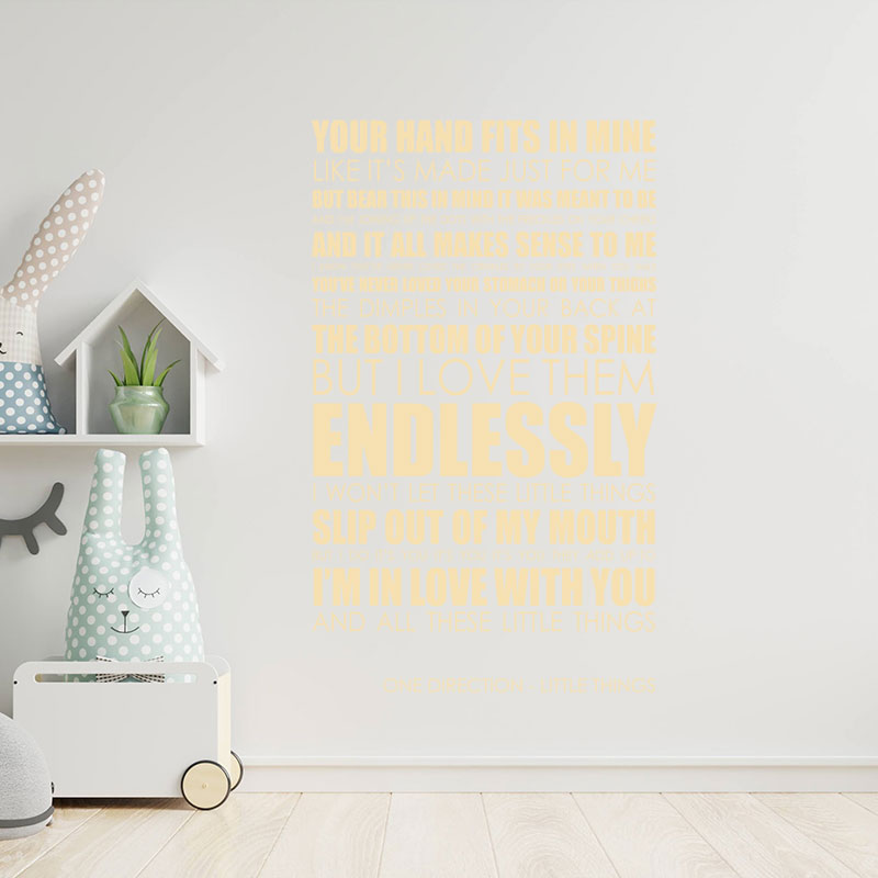 One Direction Wall Art Sticker - Little Things Lyrics Music Quote