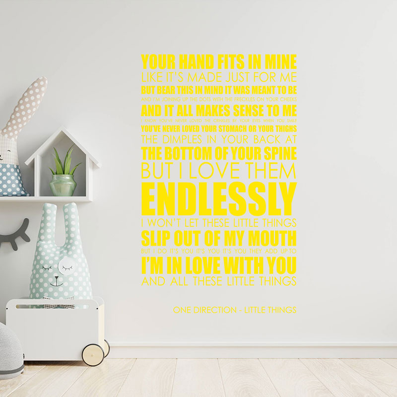 One Direction Wall Art Sticker - Little Things Lyrics Music Quote