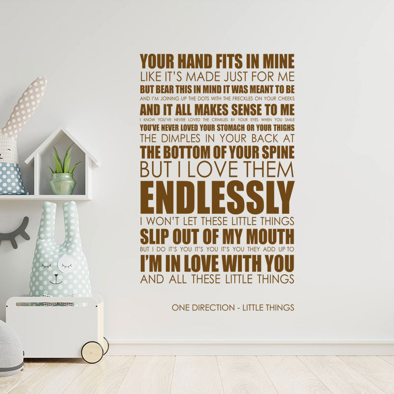 One Direction Wall Art Sticker - Little Things Lyrics Music Quote