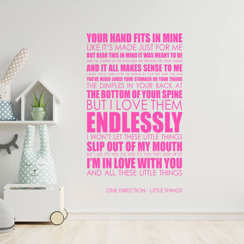 One Direction Wall Art Sticker - Little Things Lyrics Music Quote
