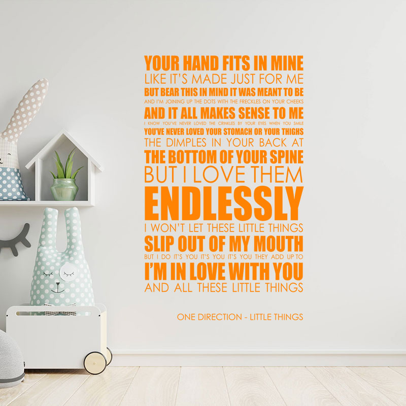 One Direction Wall Art Sticker - Little Things Lyrics Music Quote