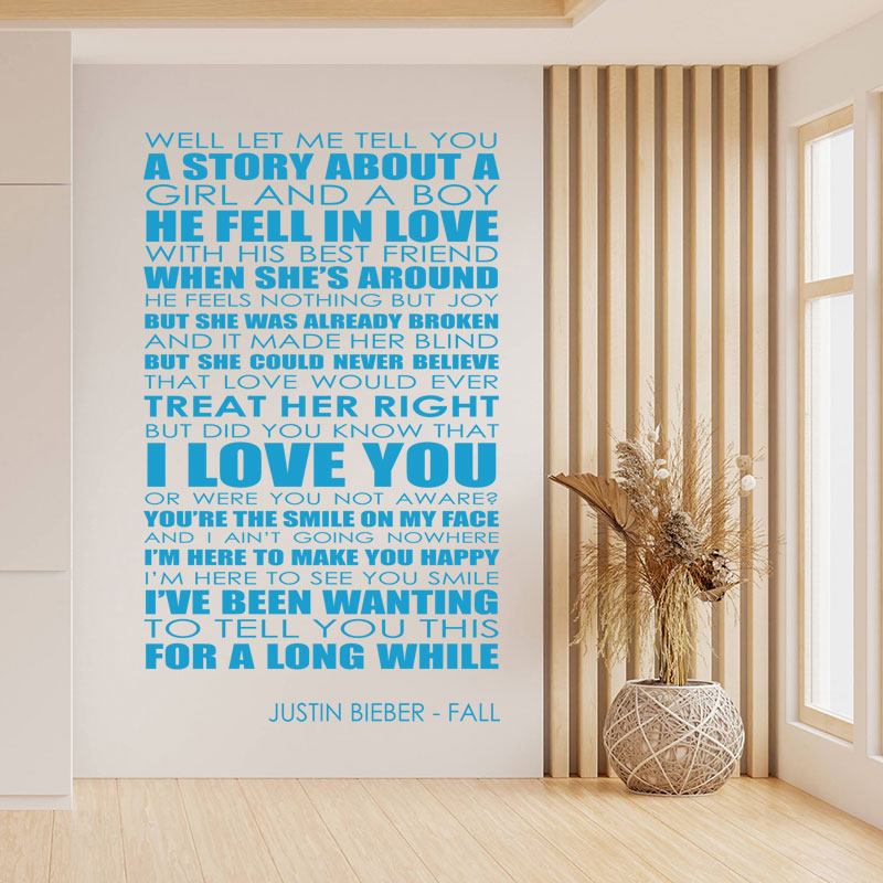 Justin Bieber Wall Art Sticker - Fall Lyrics Music Quote