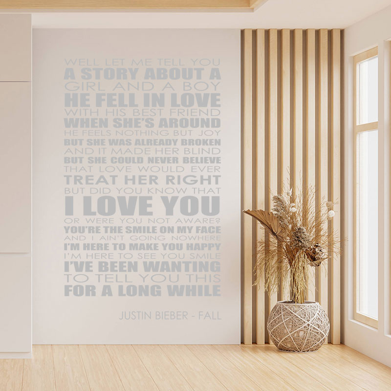 Justin Bieber Wall Art Sticker - Fall Lyrics Music Quote