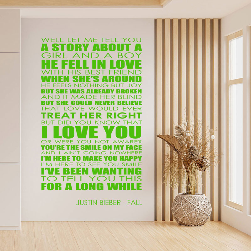 Justin Bieber Wall Art Sticker - Fall Lyrics Music Quote