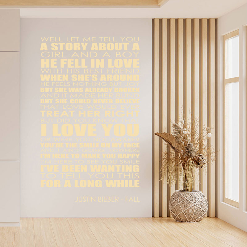 Justin Bieber Wall Art Sticker - Fall Lyrics Music Quote