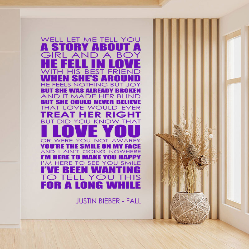 Justin Bieber Wall Art Sticker - Fall Lyrics Music Quote