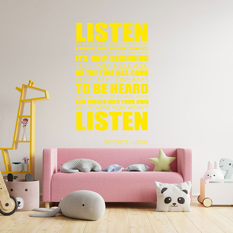 beyonce listen lyrics music wall sticker